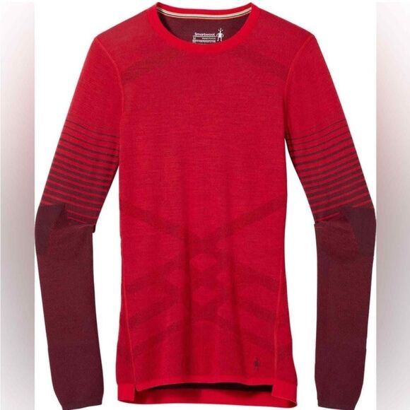 Smartwool Intraknit 200 Long Sleeve Shirt Wool Red Women’s Small - Picture 1 of 13